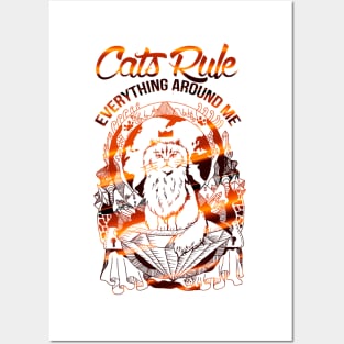 Cats Rule Everything Around Me - White and Gold Version Posters and Art